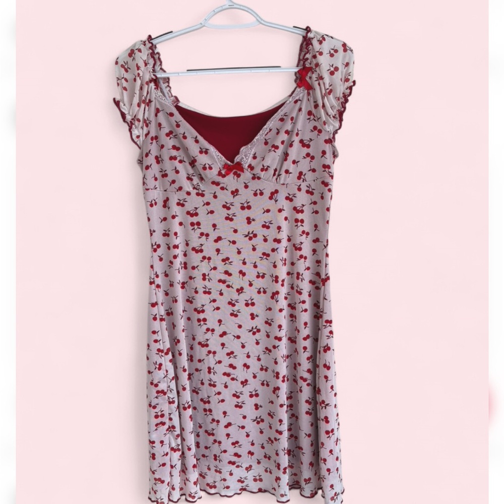 ROMWE Cherry print babydoll dress